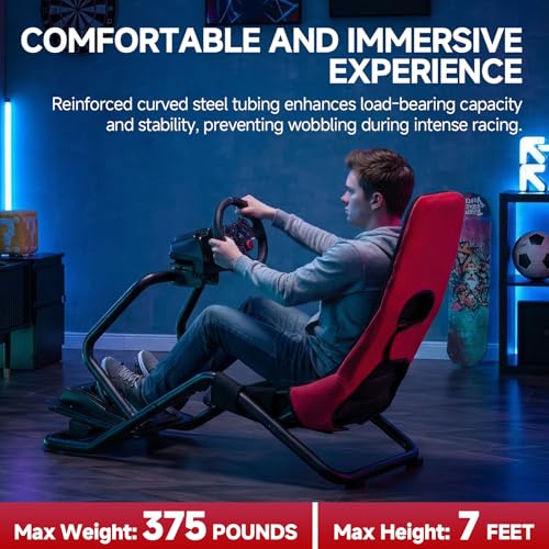 GTPLAYER Sim Racing Cockpit Foldable & Adjustable for High Performance Racing Simulator Cockpit  Compatible with All Steering Wheels & Pedals on The Market  Supports PC & Console  Black