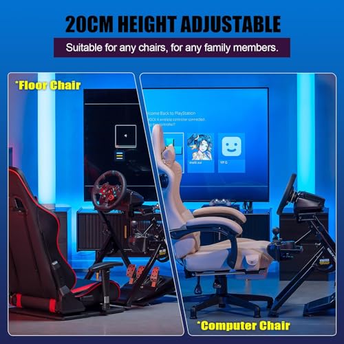 GTPLAYER Sim Racing Wheel Stand Simulator Cockpit Wheel Stand Racing Steering Shifter Mount fit for Logitech G25 G27 G29 G920 G923 Thrustmaster T330TS Gaming Stand Wheel Pedals NOT Included  Black