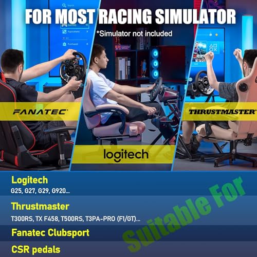 GTPLAYER Sim Racing Wheel Stand Simulator Cockpit Wheel Stand Racing Steering Shifter Mount fit for Logitech G25 G27 G29 G920 G923 Thrustmaster T330TS Gaming Stand Wheel Pedals NOT Included  Black