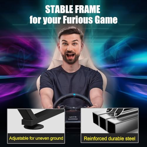 GTPLAYER Sim Racing Wheel Stand Simulator Cockpit Wheel Stand Racing Steering Shifter Mount fit for Logitech G25 G27 G29 G920 G923 Thrustmaster T330TS Gaming Stand Wheel Pedals NOT Included  Black