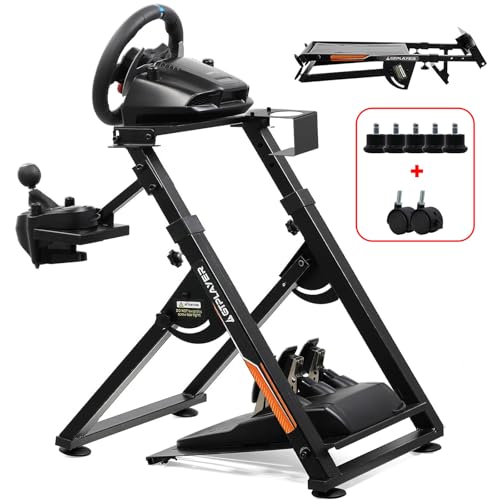 GTPLAYER Sim Racing Wheel Stand Simulator Cockpit Wheel Stand Racing Steering Shifter Mount fit for Logitech G25 G27 G29 G920 G923 Thrustmaster T330TS Gaming Stand Wheel Pedals NOT Included  Black