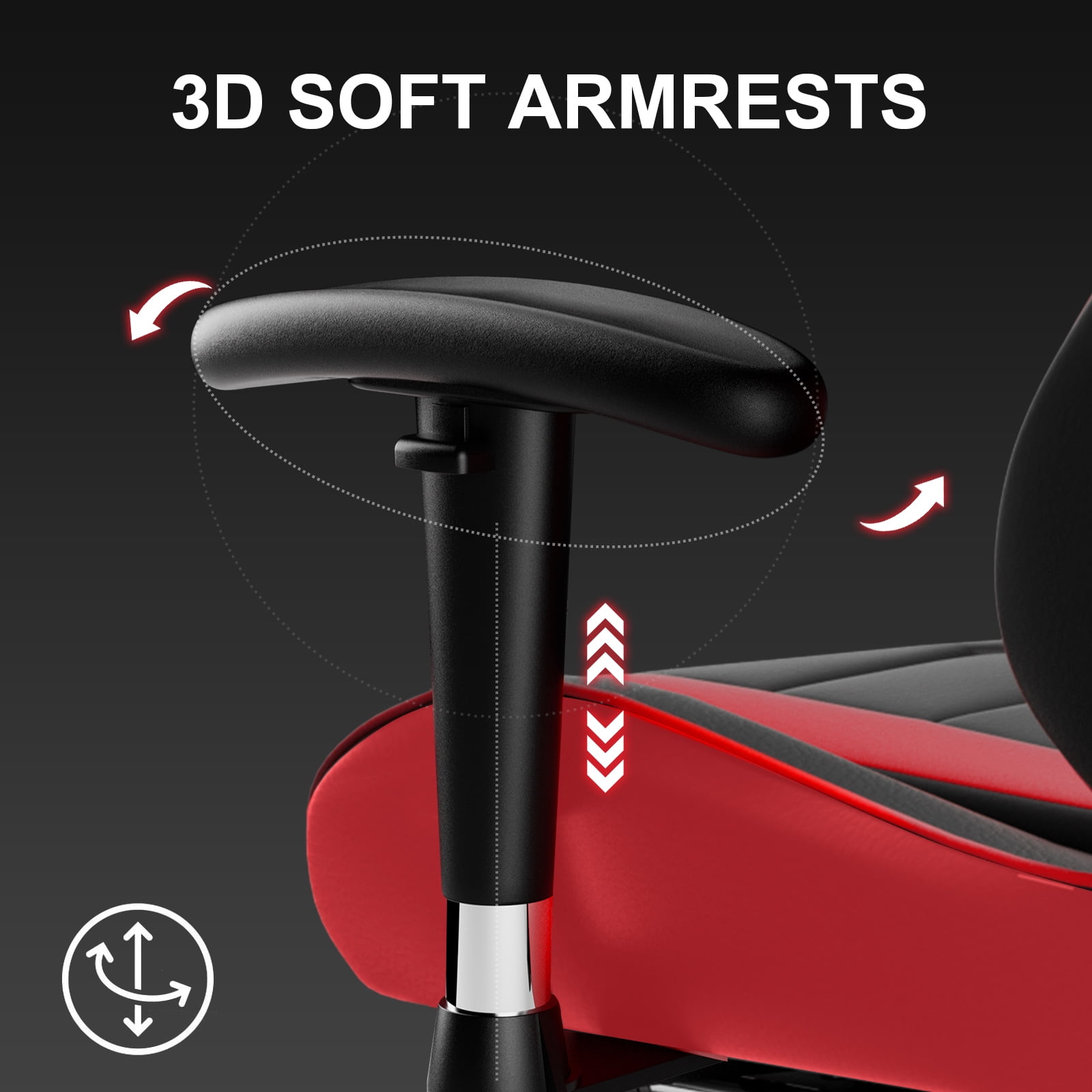 GTRACING Gaming Chair  Ergonomic Office Desk Chair with Lumbar Support  PU Leather  Footrest & Adjustable Headrest  Red