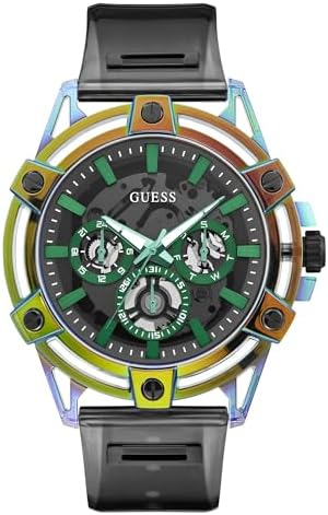 GUESS Mens 48mm Watch   Black Silicone Strap Dial Case