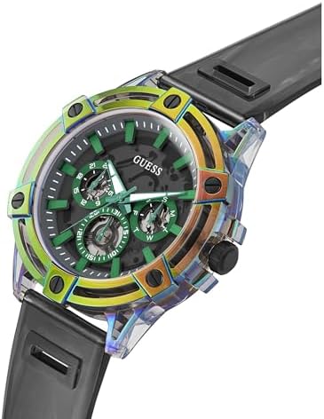 GUESS Mens 48mm Watch   Black Silicone Strap Dial Case