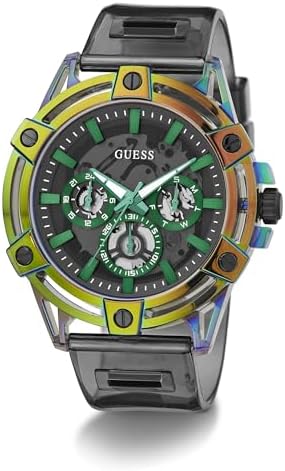 GUESS Mens 48mm Watch   Black Silicone Strap Dial Case
