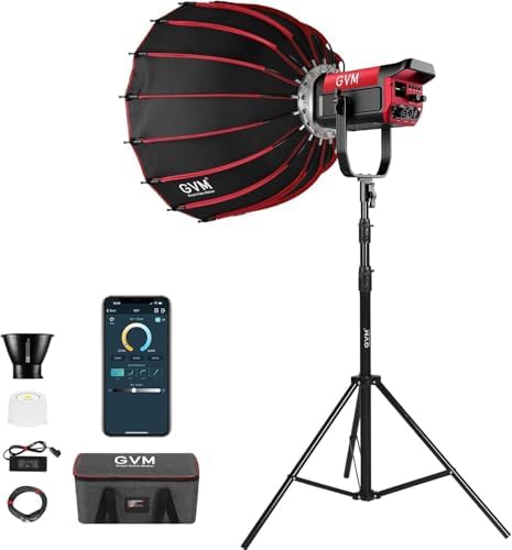 GVM 200W LED Video Light with Softbox  SD200B Photography Lighting Kit with Bluetooth Mesh Network/DMX Control  2700K 6800K Studio Light Continuous Lighting Kit  45400lux/1m  12 Scene Effects