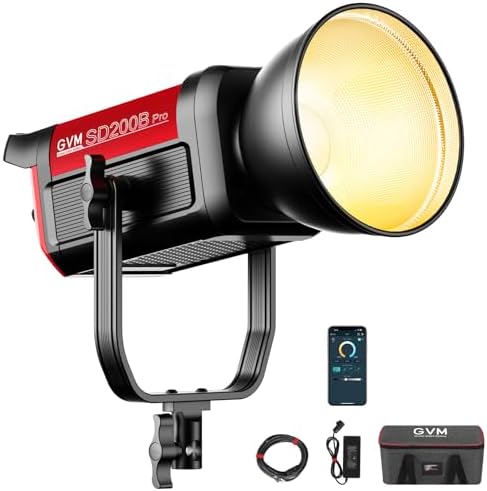 GVM 200W LED Video Light with Softbox  SD200B Photography Lighting Kit with Bluetooth Mesh Network/DMX Control  2700K 6800K Studio Light Continuous Lighting Kit  45400lux/1m  12 Scene Effects