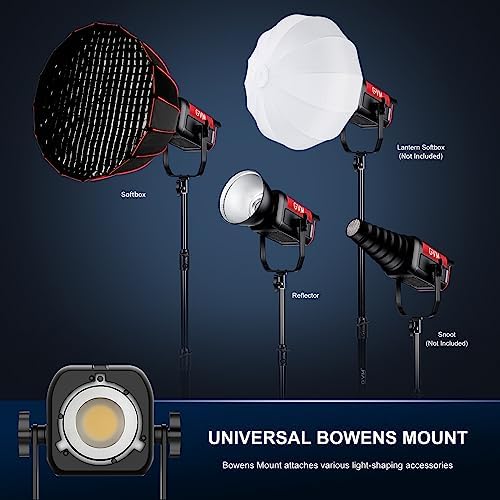 GVM 200W LED Video Light with Softbox  SD200B Photography Lighting Kit with Bluetooth Mesh Network/DMX Control  2700K 6800K Studio Light Continuous Lighting Kit  45400lux/1m  12 Scene Effects