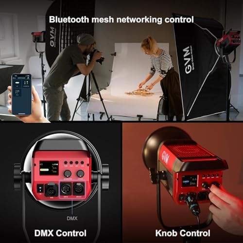 GVM 200W LED Video Light with Softbox  SD200B Photography Lighting Kit with Bluetooth Mesh Network/DMX Control  2700K 6800K Studio Light Continuous Lighting Kit  45400lux/1m  12 Scene Effects