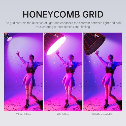 GVM RGB 300W Video Light Kit with Parabolic Softbox and Stand  Photography Lighting for Camera Studio Recording with Bowen Mount  COB Film Light with APP&DMX  Aluminum Alloy  2000 10000K  CRI 97 
