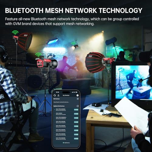 GVM RGB 300W Video Light Kit with Parabolic Softbox and Stand  Photography Lighting for Camera Studio Recording with Bowen Mount  COB Film Light with APP&DMX  Aluminum Alloy  2000 10000K  CRI 97 