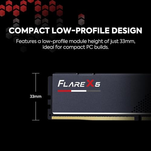 G SKILL Flare X5 Series DDR5 RAM  AMD Expo  16GB  2x8GB  6000MT/s CL30 38 38 96 1 35V Desktop Computer Memory U DIMM   Matte Black  F5 6000J3038F8GH2 FX5 