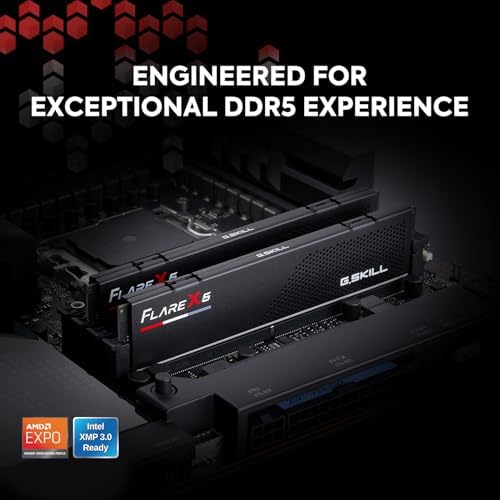 G SKILL Flare X5 Series DDR5 RAM  AMD Expo & Intel XMP 3 0  32GB  2x16GB  6000MT/s CL36 36 36 96 1 35V Desktop Computer Memory U DIMM   Matte Black  F5 6000J3636F16GX2 FX5