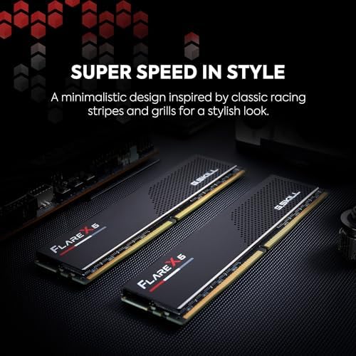 G SKILL Flare X5 Series DDR5 RAM  AMD Expo & Intel XMP 3 0  32GB  2x16GB  6000MT/s CL36 36 36 96 1 35V Desktop Computer Memory U DIMM   Matte Black  F5 6000J3636F16GX2 FX5