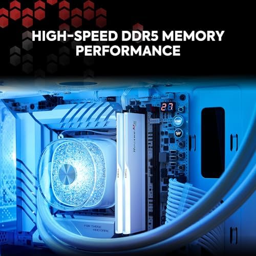 G SKILL Ripjaws M5 RGB Series DDR5 RAM  Intel XMP 3 0 & AMD Expo  32GB  2x16GB  5200MT/s CL40 40 40 83 1 10V Desktop Computer Memory U DIMM   Matte White  F5 5200J4040A16GX2 RM5RW 