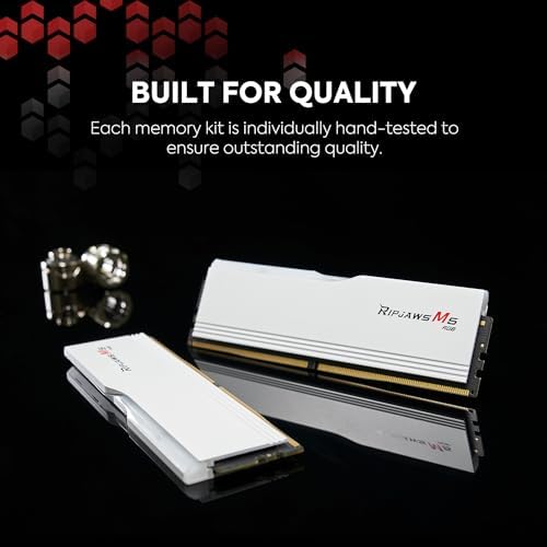 G SKILL Ripjaws M5 RGB Series DDR5 RAM  Intel XMP 3 0 & AMD Expo  32GB  2x16GB  5200MT/s CL40 40 40 83 1 10V Desktop Computer Memory U DIMM   Matte White  F5 5200J4040A16GX2 RM5RW 