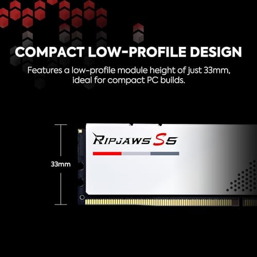 G SKILL Ripjaws S5 Series DDR5 RAM  Intel XMP 3 0 & AMD Expo  32GB  2x16GB  6000MT/s CL36 36 36 96 1 35V Desktop Computer Memory U DIMM   Matte Black  F5 6000J3636F16GX2 RS5K 