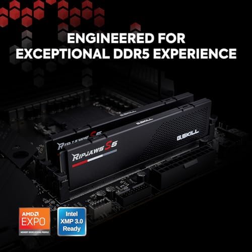 G SKILL Ripjaws S5 Series DDR5 RAM  Intel XMP 3 0 & AMD Expo  64GB  2x32GB  6000MT/s CL36 36 36 96 1 35V Desktop Computer Memory U DIMM   Matte Black  F5 6000J3636F32GX2 RS5K 