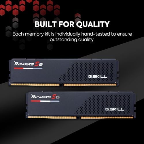 G SKILL Ripjaws S5 Series DDR5 RAM  Intel XMP 3 0 & AMD Expo  64GB  2x32GB  6000MT/s CL36 36 36 96 1 35V Desktop Computer Memory U DIMM   Matte Black  F5 6000J3636F32GX2 RS5K 