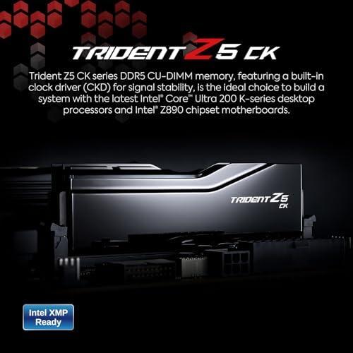 G.SKILL Trident Z5 CK Series DDR5 RAM (Intel XMP 3.0) 48GB (2x24GB) 9000MT/s CL42-56-56-144 1.45V Memoria de computadora de escritorio CU-DIMM - Negro espejo (F5-9000C4256H24GX2-TZ5CK)