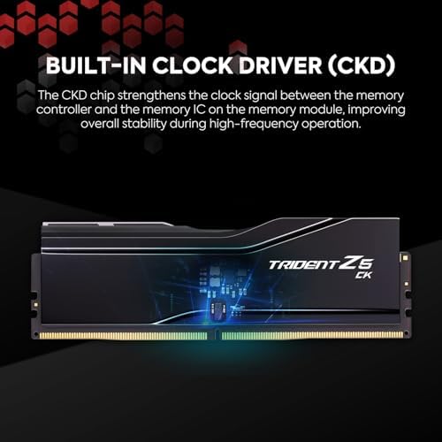 G.SKILL Trident Z5 CK Series DDR5 RAM (Intel XMP 3.0) 48GB (2x24GB) 9000MT/s CL42-56-56-144 1.45V Memoria de computadora de escritorio CU-DIMM - Negro espejo (F5-9000C4256H24GX2-TZ5CK)