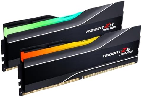 G SKILL Trident Z5 Neo RGB Series DDR5 RAM  AMD Expo & Intel XMP 3 0  64GB  2x32GB  6000MT/s CL36 36 36 96 1 35V Desktop Computer Memory U DIMM   Matte Black  F5 6000J3636F32GX2 TZ5NR 
