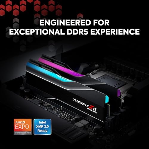 G SKILL Trident Z5 Neo RGB Series DDR5 RAM  AMD Expo & Intel XMP 3 0  64GB  2x32GB  6000MT/s CL36 36 36 96 1 35V Desktop Computer Memory U DIMM   Matte Black  F5 6000J3636F32GX2 TZ5NR 