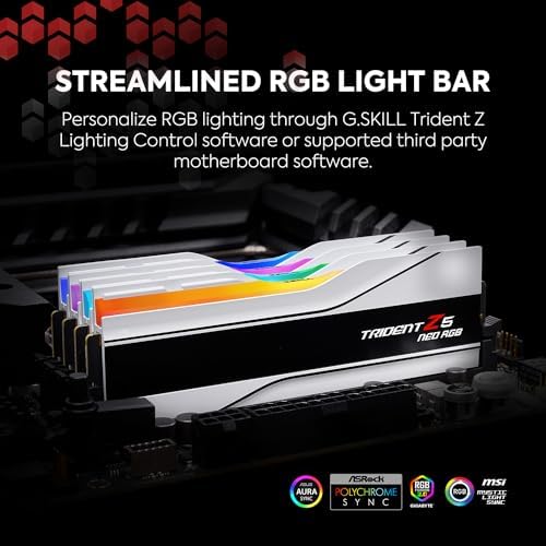 G SKILL Trident Z5 Neo RGB Series DDR5 RAM  AMD Expo  64GB  2x32GB  6000MT/s CL30 36 36 96 1 40V Desktop Computer Memory U DIMM   Matte White  F5 6000J3036G32GX2 TZ5NRW