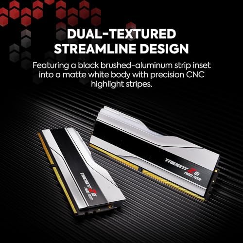 G SKILL Trident Z5 Neo RGB Series DDR5 RAM  AMD Expo  64GB  2x32GB  6000MT/s CL30 36 36 96 1 40V Desktop Computer Memory U DIMM   Matte White  F5 6000J3036G32GX2 TZ5NRW