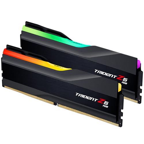G SKILL Trident Z5 RGB Series DDR5 RAM  Intel XMP 3 0 & AMD Expo  32GB  2x16GB  6000MT/s CL36 36 36 96 1 35V Desktop Computer Memory U DIMM   Matte Black  F5 6000J3636F16GA2 TZ5RK