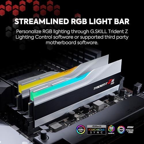 G SKILL Trident Z5 RGB Series DDR5 RAM  Intel XMP 3 0 & AMD Expo  64GB  2x32GB  6000MT/s CL36 36 36 96 1 35V Desktop Computer Memory U DIMM   Matte White  F5 6000J3636F32GX2 TZ5RW