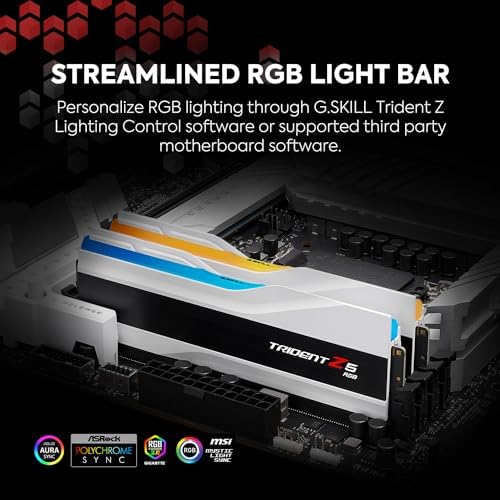 G SKILL Trident Z5 RGB Series DDR5 RAM  Intel XMP 3 0 & AMD Expo  64GB  2x32GB  6000MT/s CL36 36 36 96 1 35V Desktop Computer Memory U DIMM   Matte White  F5 6000J3636F32GX2 TZ5RW