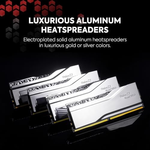 G SKILL Trident Z5 Royal Neo Series DDR5 RAM  AMD EXPO  32GB  2x16GB  6000MT/s CL28 36 36 96 1 40V Desktop Computer Memory U DIMM   Silver  F5 6000J2836G16GX2 TR5NS 