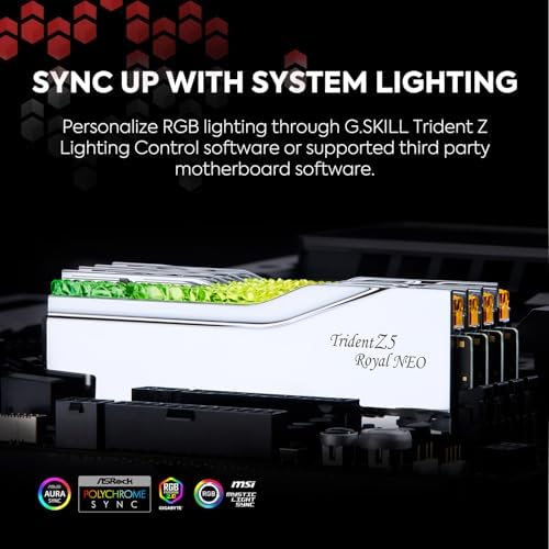 G SKILL Trident Z5 Royal Neo Series DDR5 RAM  AMD EXPO  32GB  2x16GB  6000MT/s CL28 36 36 96 1 40V Desktop Computer Memory U DIMM   Silver  F5 6000J2836G16GX2 TR5NS 