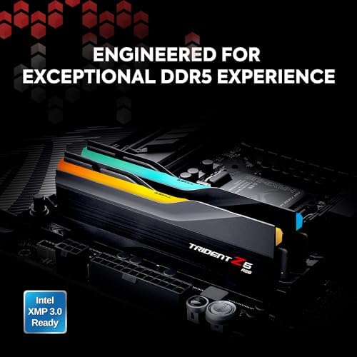 G SKILL Trident Z5 RGB Series DDR5 RAM  Intel XMP 3 0  64GB  2x32GB  6800MT/s CL34 45 45 108 1 40V Desktop Computer Memory U DIMM   Matte Black  F5 6800J3445G32GX2 TZ5RK