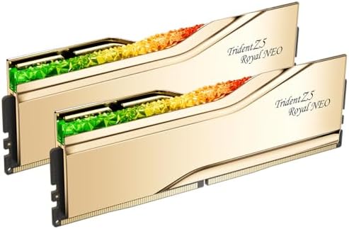 G SKILL Trident Z5 Royal Neo Series DDR5 RAM  AMD EXPO  96GB  2x48GB  6000MT/s CL28 36 36 96 1 35V Desktop Computer Memory U DIMM   Gold  F5 6000J2836F48GX2 TR5NG