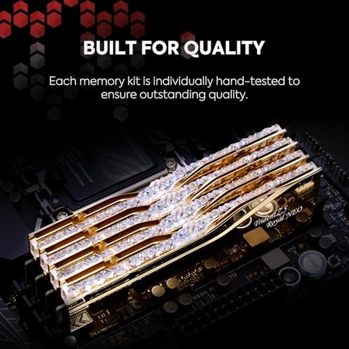 G SKILL Trident Z5 Royal Neo Series DDR5 RAM  AMD EXPO  96GB  2x48GB  6000MT/s CL28 36 36 96 1 35V Desktop Computer Memory U DIMM   Gold  F5 6000J2836F48GX2 TR5NG