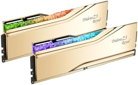 G SKILL Trident Z5 Royal Series DDR5 RAM  Intel XMP 3 0  32GB  2x16GB  6400MT/s CL30 39 39 102 1 40V Desktop Computer Memory U DIMM   Gold  F5 6400J3039G16GX2 TR5G 