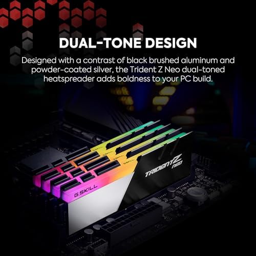 G SKILL Trident Z Neo Series DDR4 RAM  XMP  64GB  2x32GB  3600MT/s CL18 22 22 42 1 35V Intel AMD Desktop Computer Memory U DIMM  F4 3600C18D 64GTZN 