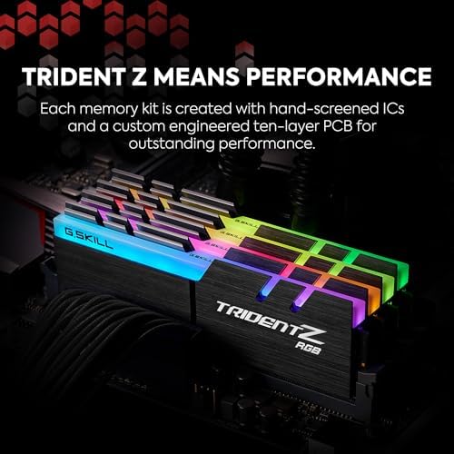 G SKILL Trident Z RGB Series DDR4 RAM  XMP  32GB  4x8GB  3200MT/s CL16 18 18 38 1 35V Intel AMD Desktop Computer Memory U DIMM  F4 3200C16Q 32GTZR 