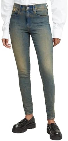G Star Womens 3301 Contour High Rise Skinny Benwick Stretch Denim Dark Aged Jean