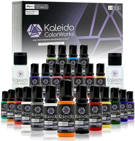 Gaahleri Kaleido Mecha 24 Color Set   Water Based Acrylic Airbrush Paint Kit for Scale Models  Gundam  Gunpla Mecha Cars & Miniatures   Pre Thinned  High Gloss  Fast Drying  with Thinner & Cleaner