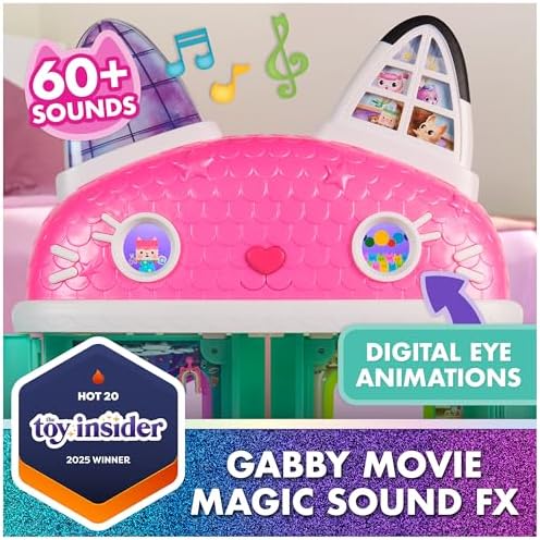 Gabbys Dollhouse  The Movie  Meow Mazing Interactive Dollhouse  7 Rooms  LCD Screen Eyes  Figures  Sound FX  Kids Toys for Girls & Boys Ages 3 and Up
