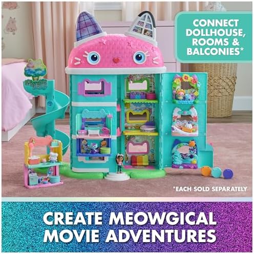 Gabbys Dollhouse  The Movie  Meow Mazing Interactive Dollhouse  7 Rooms  LCD Screen Eyes  Figures  Sound FX  Kids Toys for Girls & Boys Ages 3 and Up