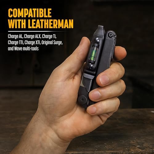 Galvanox Pocket Clip for Leatherman with Built in Level and Quick Release Lanyard Ring  Fits Charge/Wave/Surge Multitool Models and more  Durable Carbon Steel  Black