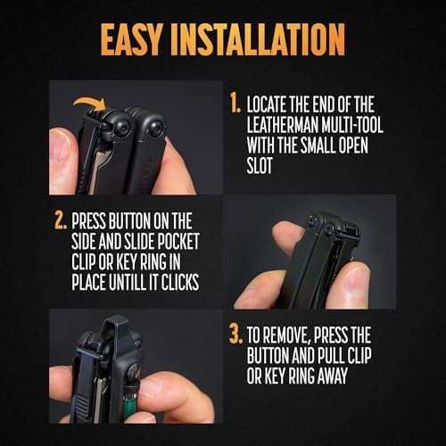 Galvanox Pocket Clip for Leatherman with Built in Level and Quick Release Lanyard Ring  Fits Charge/Wave/Surge Multitool Models and more  Durable Carbon Steel  Black