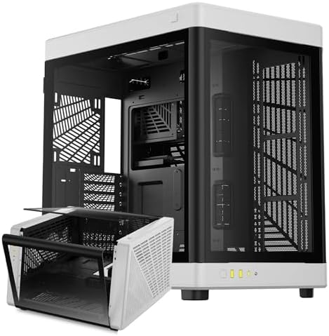 Gamdias Caja de Computadora RGB de Vidrio Templado Blanco para Juegos, Posición Vertical y Horizontal de 2 Maneras y Caja de Computadora de Apertura Táctil con 3 Ventiladores ARGB Integrados, Soporte