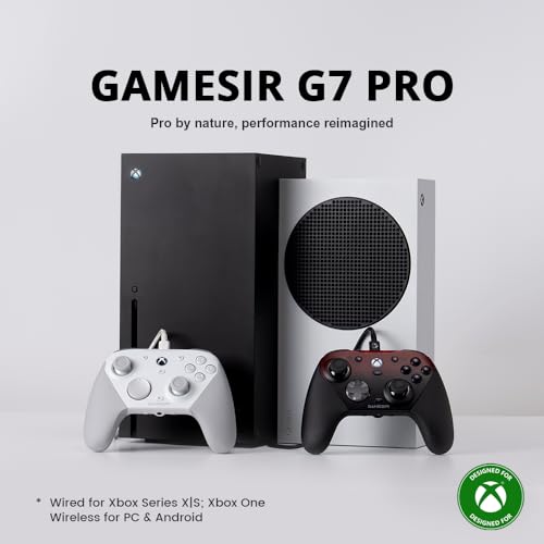 GameSir G7 Pro Wired Controller for Xbox Series X S  Xbox One  Wireless Gamepad for PC&Android with TMR Sticks  Hall Effect Analog Triggers  1000Hz Polling Rate  3 5mm Audio Jack   White