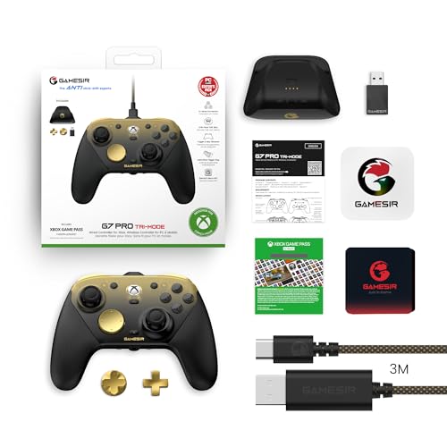 GameSir G7 Pro Wired Controller for Xbox Series X|S, Xbox One, Wireless Gamepad for PC&Android with TMR Sticks, Hall Effect Analog Triggers, 1000Hz Polling Rate, 3.5mm Audio Jack - Golden