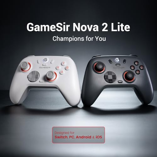 GameSir Nova Lite 2 Wireless PC Controller with Hall Effect Joysticks & Triggers  2 4G & Wired 1000Hz Polling Rate  Remappable Buttons   Compatible with PC/Switch/Steam/Android  Grey 